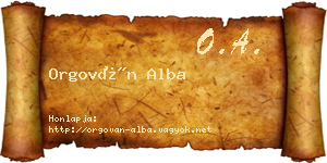 Orgován Alba névjegykártya